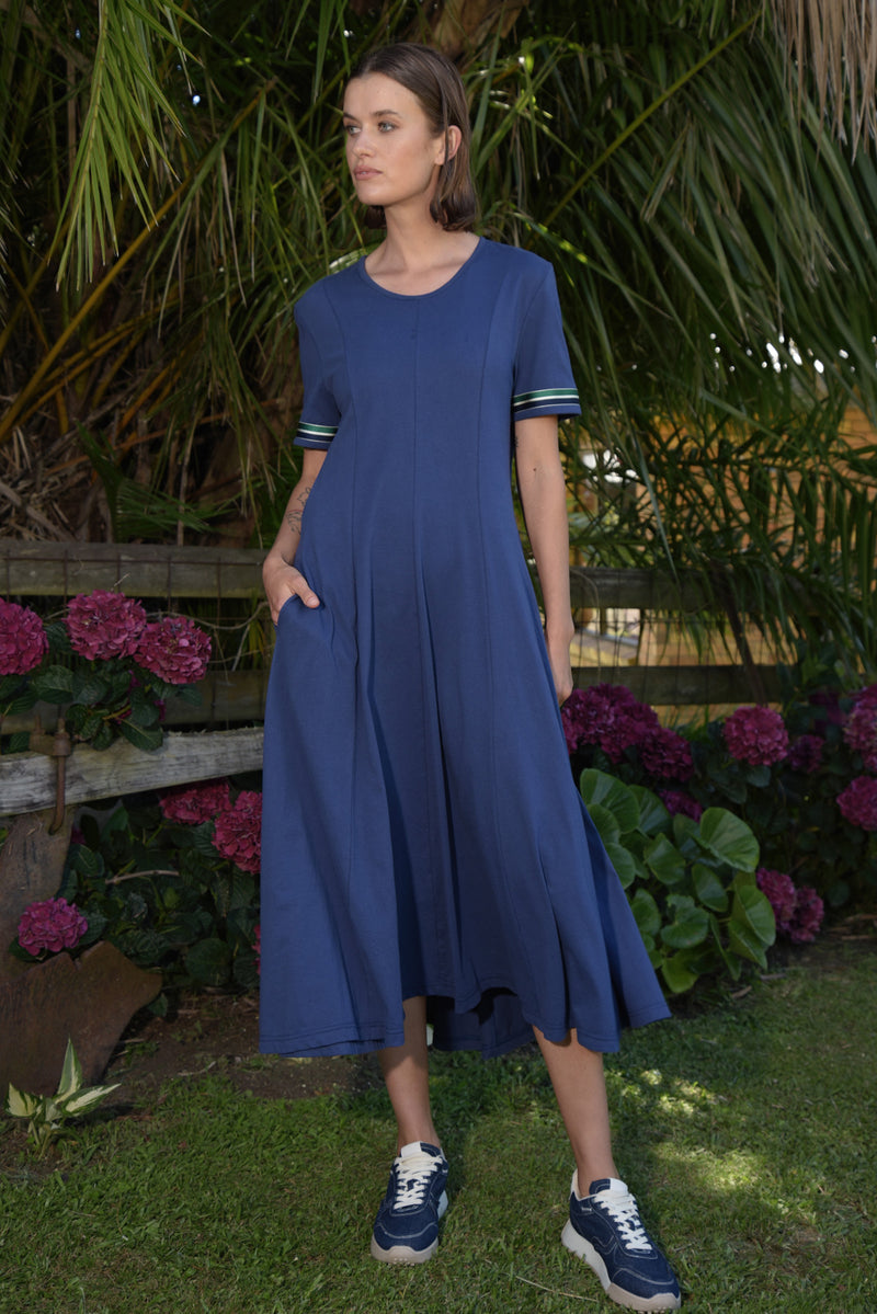 CURATE DARE TO FLARE DRESS-NAVY