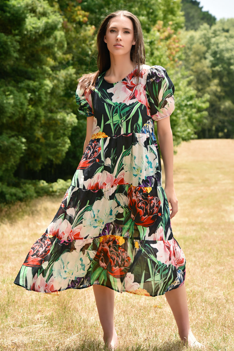 CURATE DREAMING OF SPRING DRESS-BLACK FLORAL
