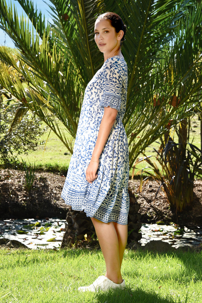 CURATE SUMMER SHIFT DRESS-BLUE