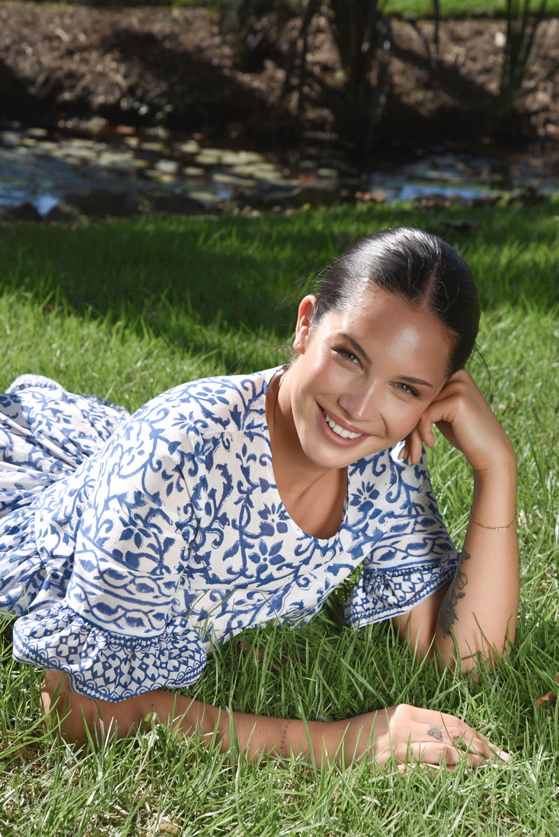 CURATE SUMMER SHIFT DRESS-BLUE
