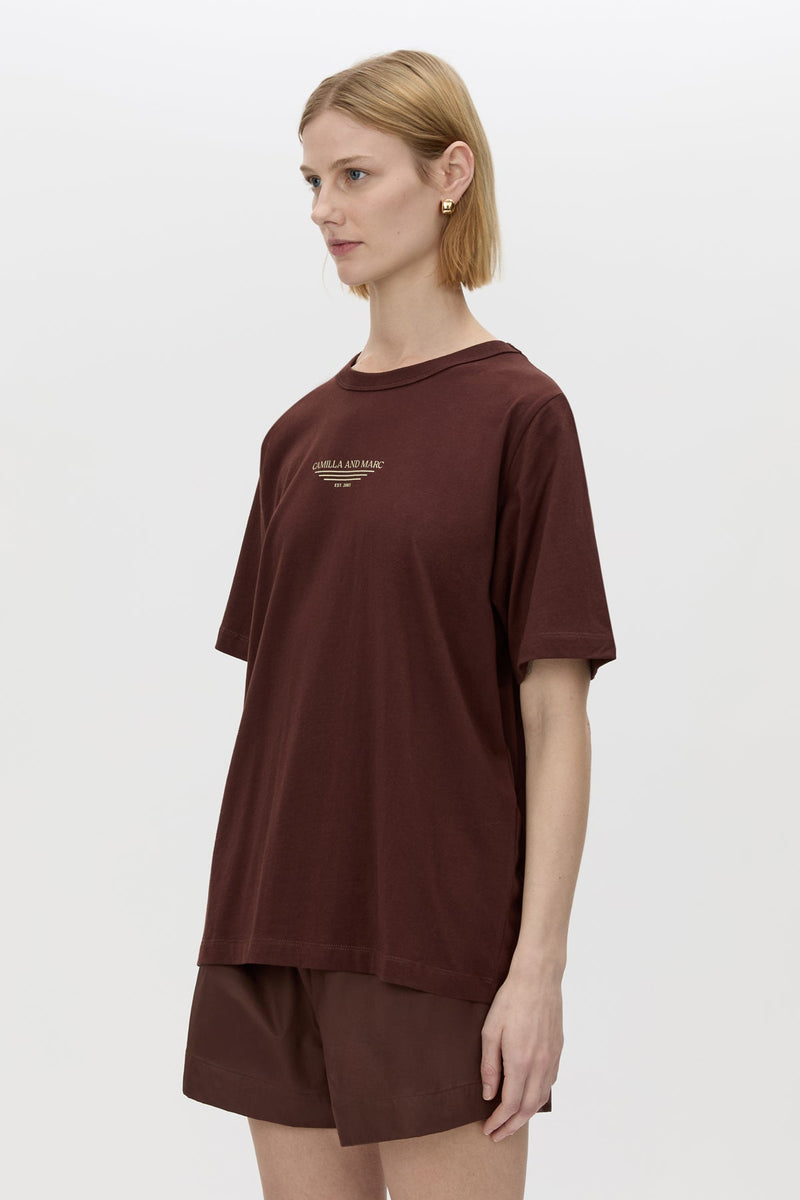 CAMILLA & MARC JANICE LOGO TEE-CHOCOLATE