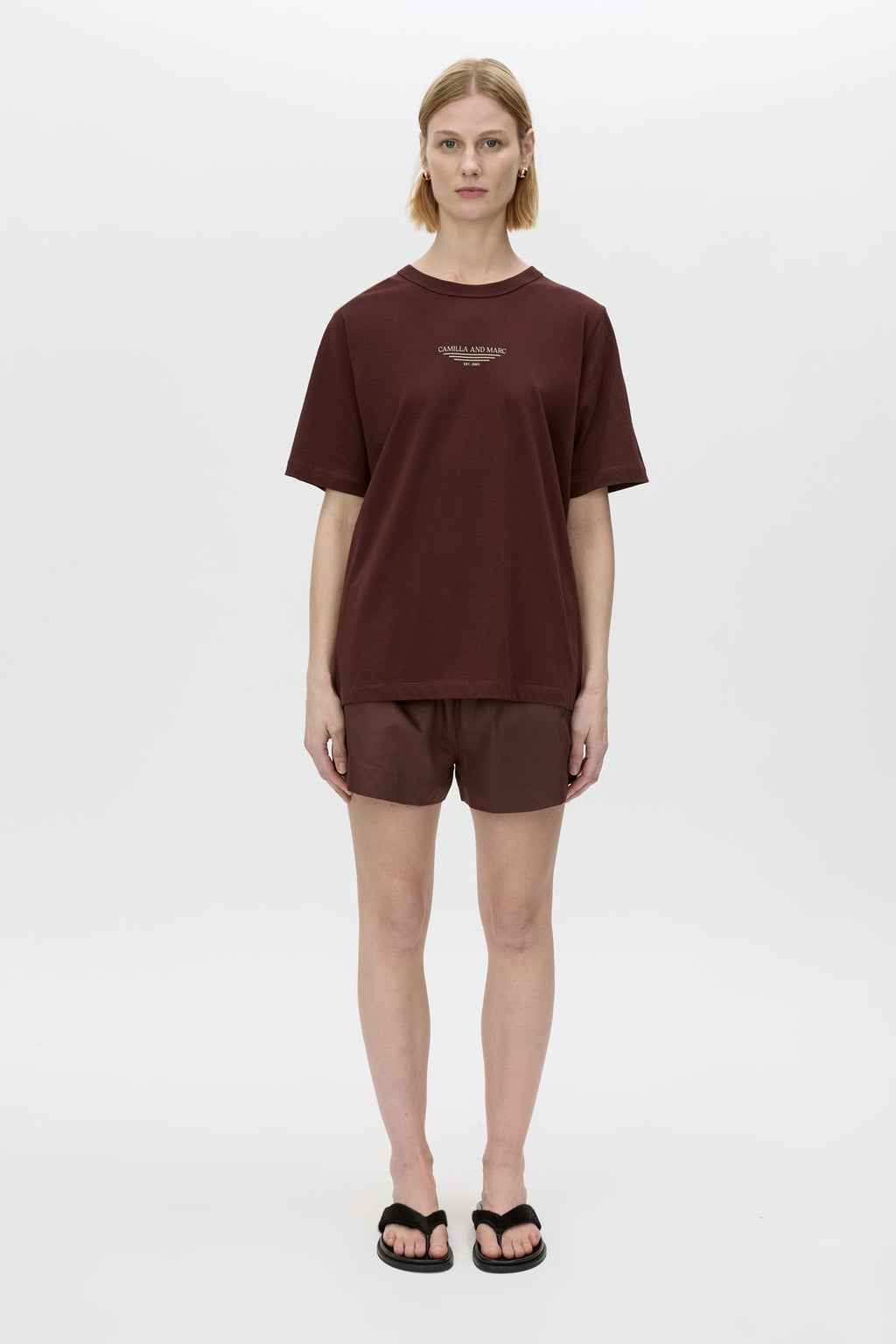 CAMILLA & MARC JANICE LOGO TEE-CHOCOLATE