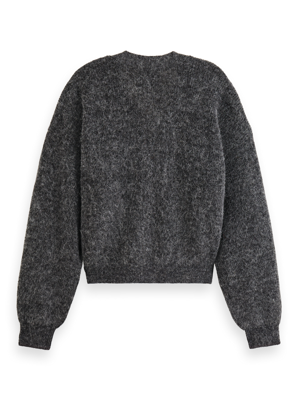 MAISON CORE FUZZY RELAXED CARDIGAN-CHARCOAL