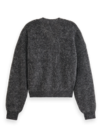 MAISON CORE FUZZY RELAXED CARDIGAN-CHARCOAL