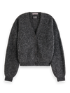 MAISON CORE FUZZY RELAXED CARDIGAN-CHARCOAL