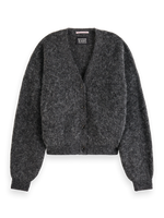 MAISON CORE FUZZY RELAXED CARDIGAN-CHARCOAL