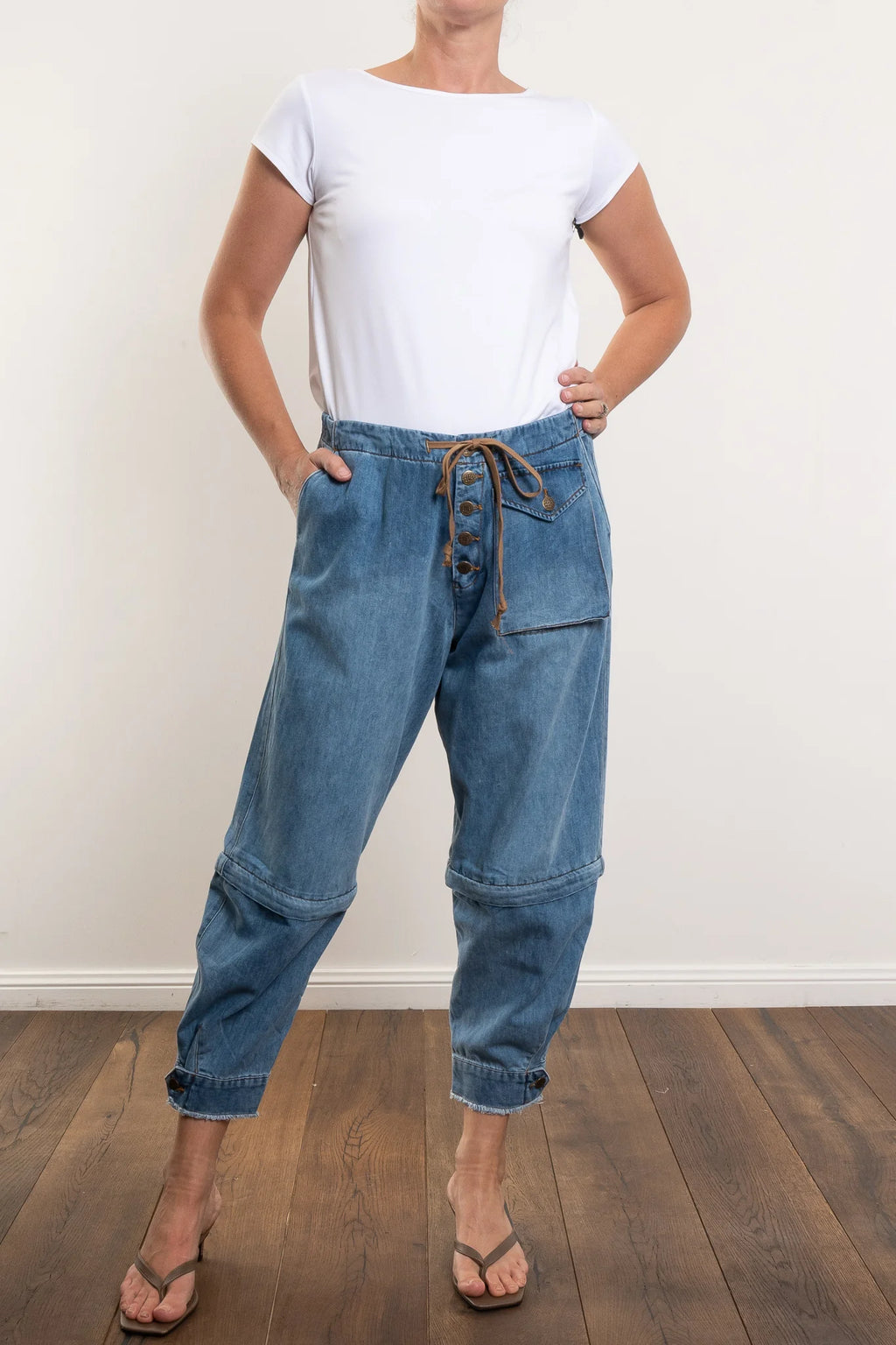 MAUD DAINTY TRUCKER PANT-LIGHT WASH