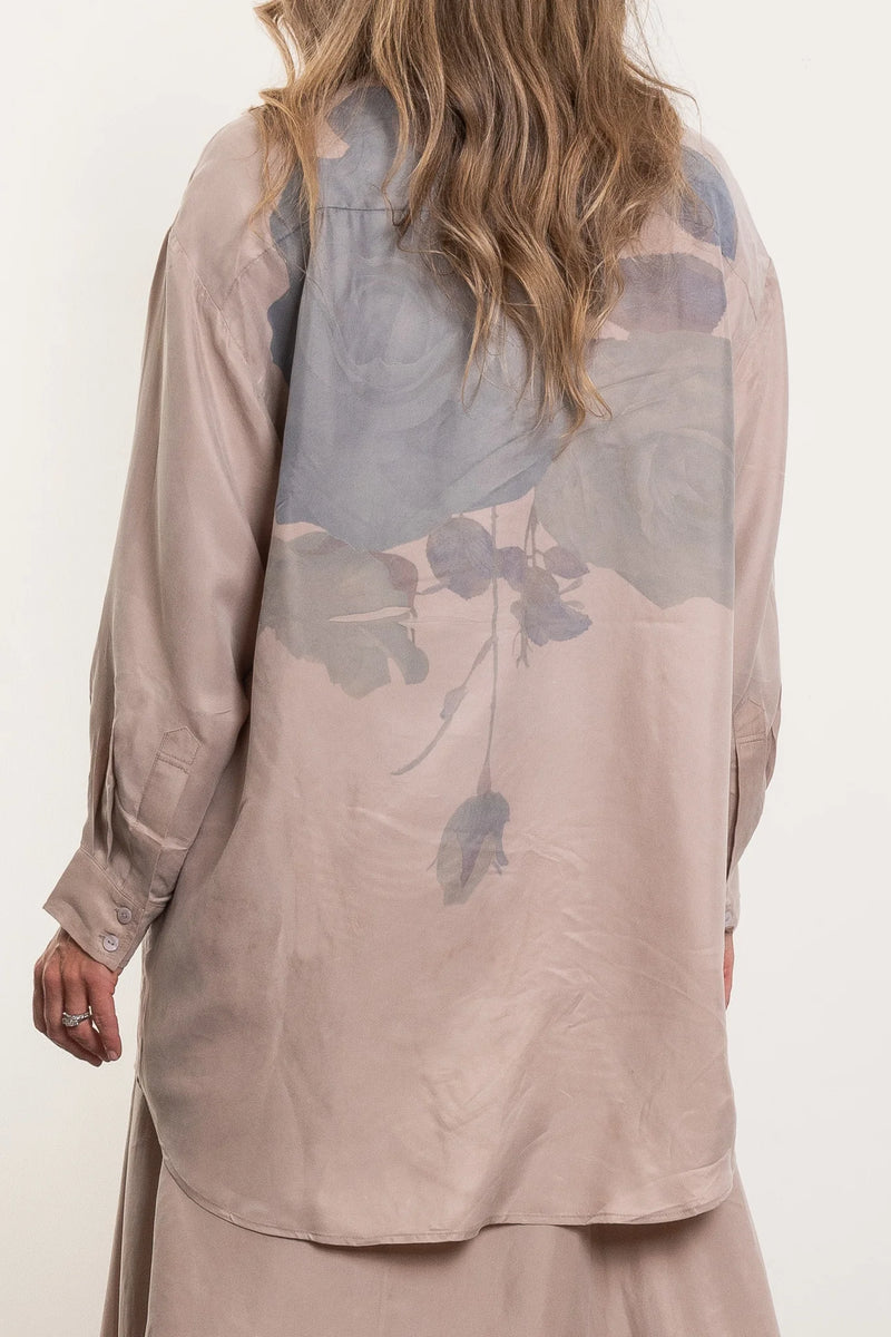MAUD DAINTY CATS MEOW SHIRT-BIG ROSES
