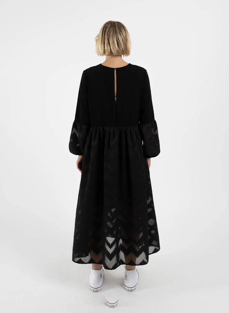 FEDERATION SHEER TIER DRESS-BLACK