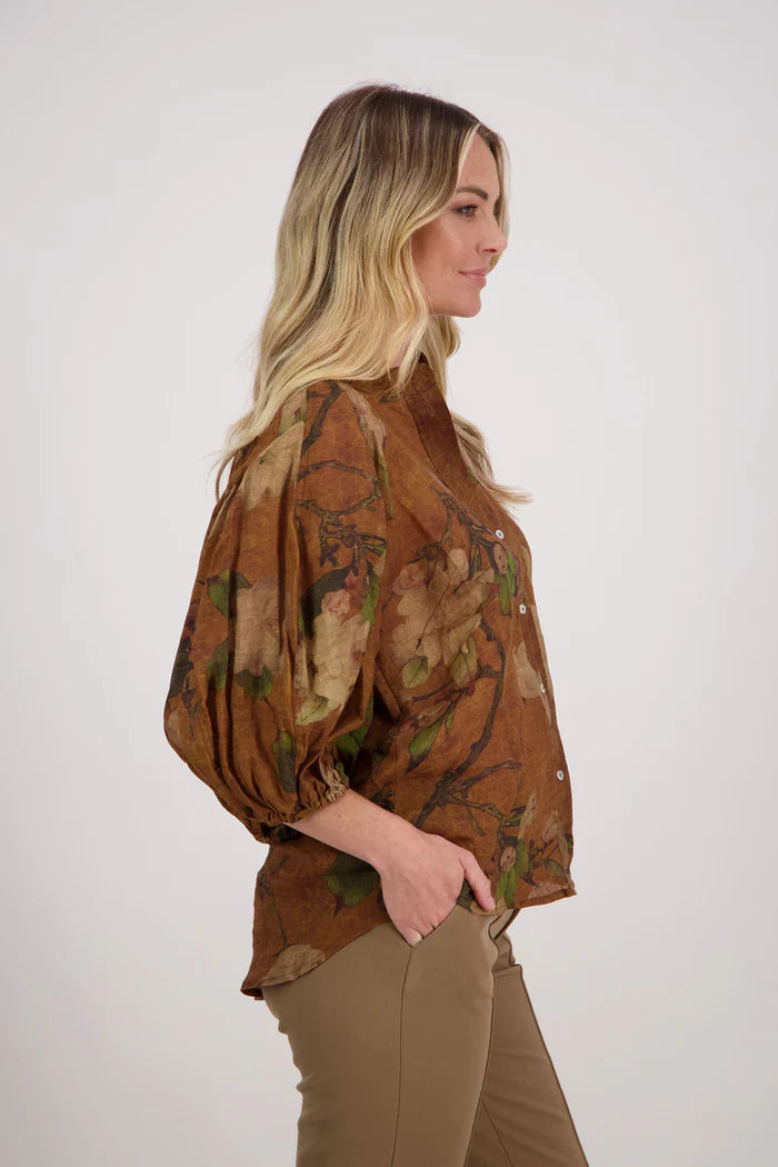 BRIARWOOD HARLOW SHIRT-TAN FLORAL