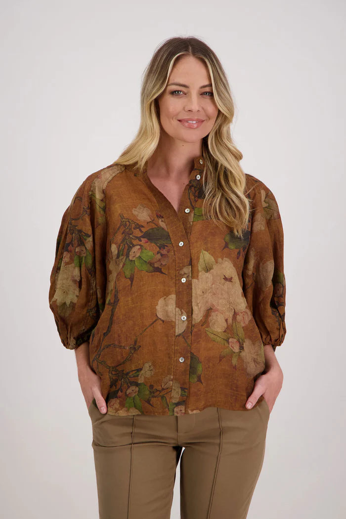 BRIARWOOD HARLOW SHIRT-TAN FLORAL