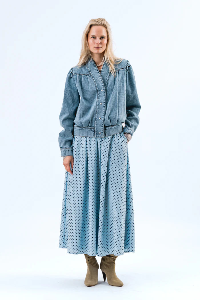 LOLLYS LAUNDRY IRISH JACKET LS-BLUE