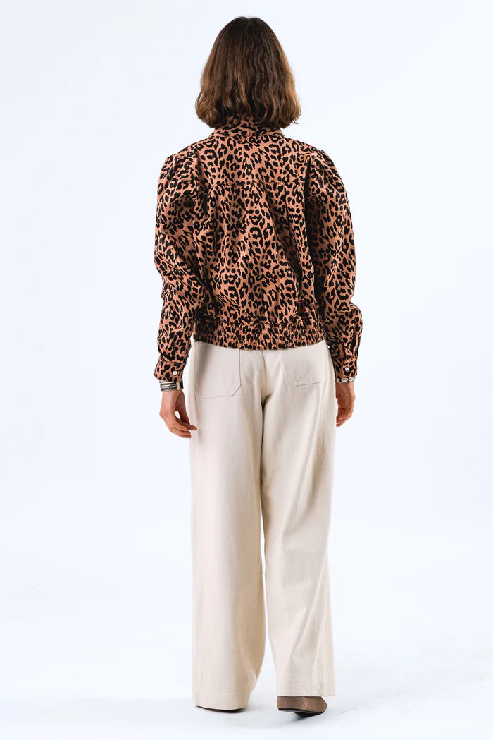 LOLLYS LAUNDRY IRISH JACKET LS-LEOPARD PRINT