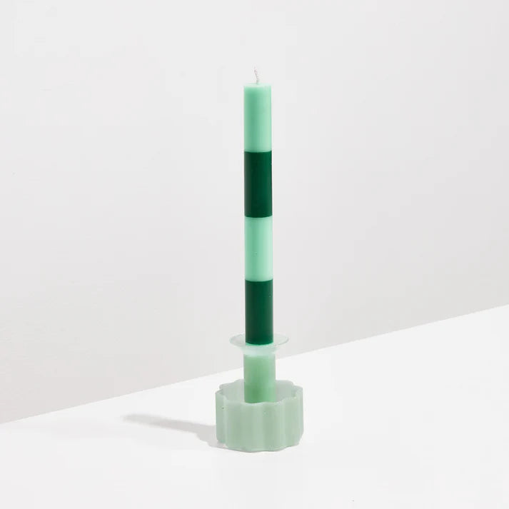 FAZEEK STRIPED DINNER CANDLES-JADE&GREEN