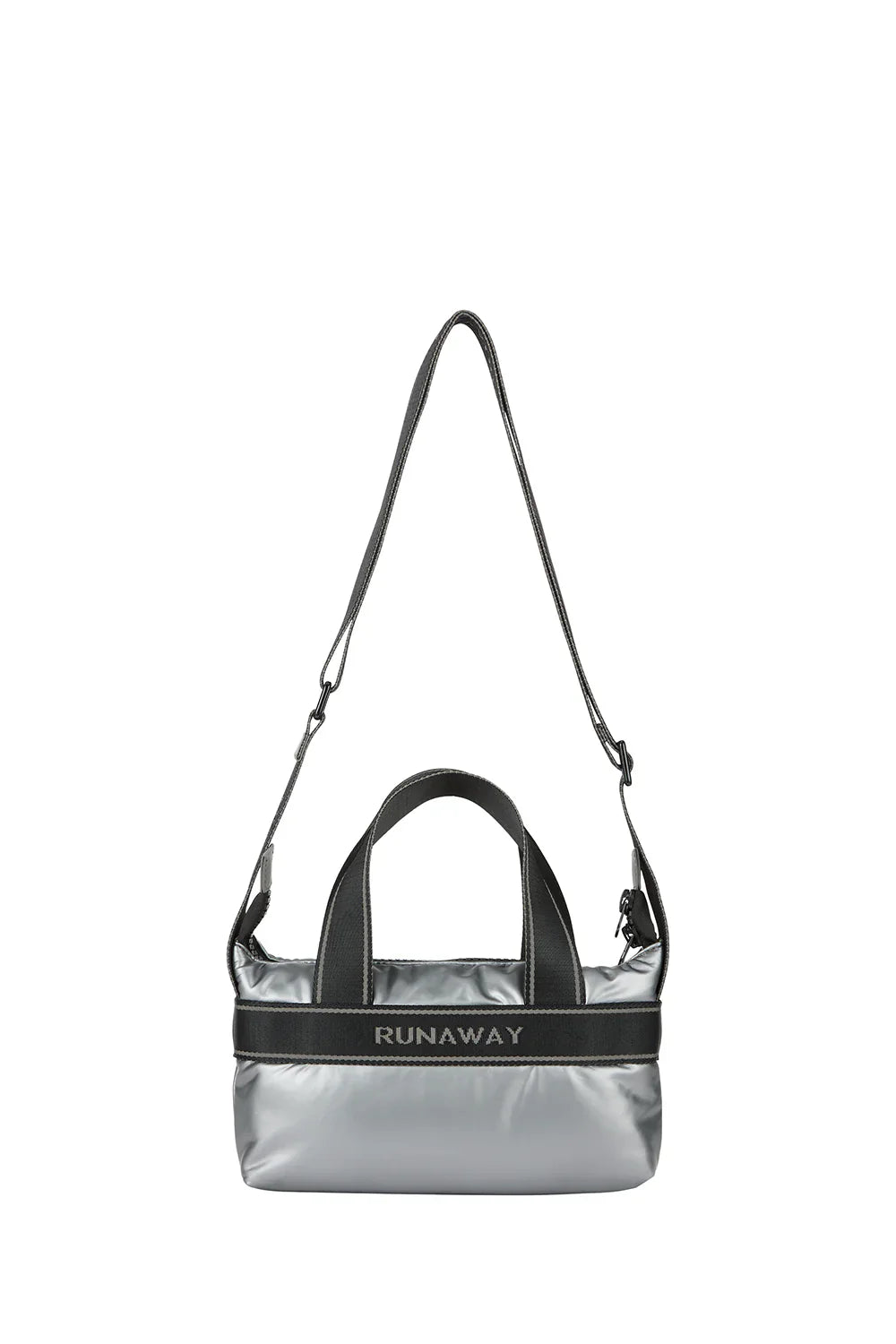 KAREN WALKER PUFFY RUNAWAY CROSSBODY BAG-STEEL/BLACK