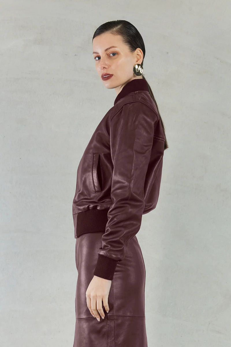 SOFIA IRINA EVITA BOMBER JACKET-WINE