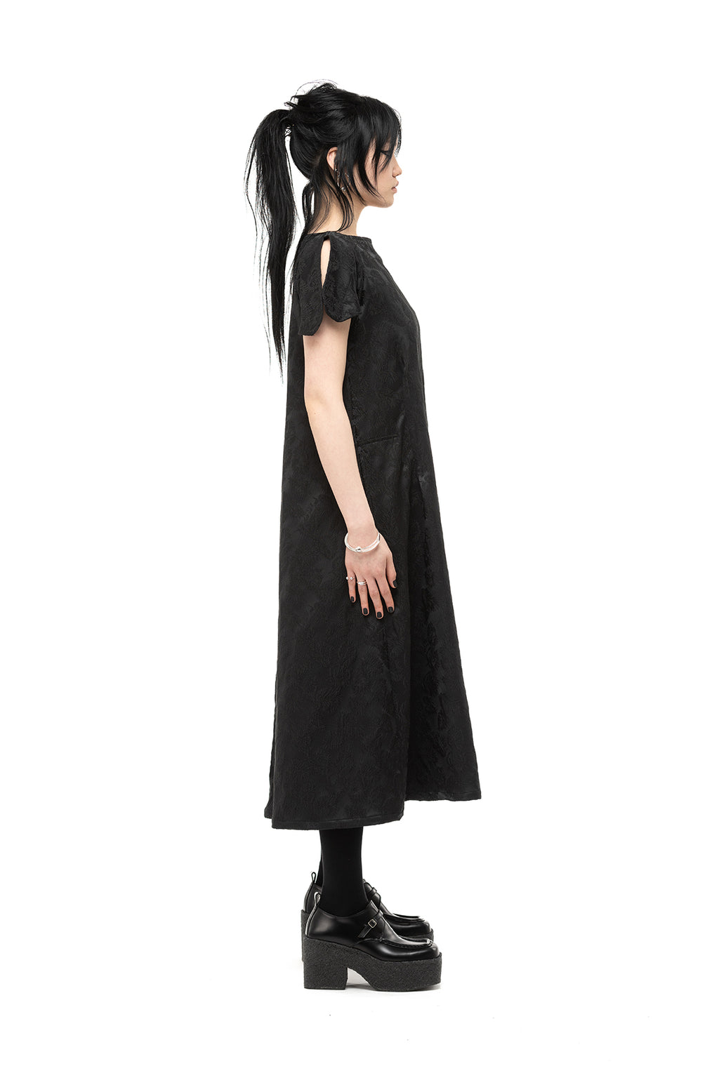 NOMD DOUBLE VISION DRESS-BLACK LEAF