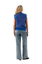 LOLLYS LAUNDRY NYNNE KNIT VEST-BLUE