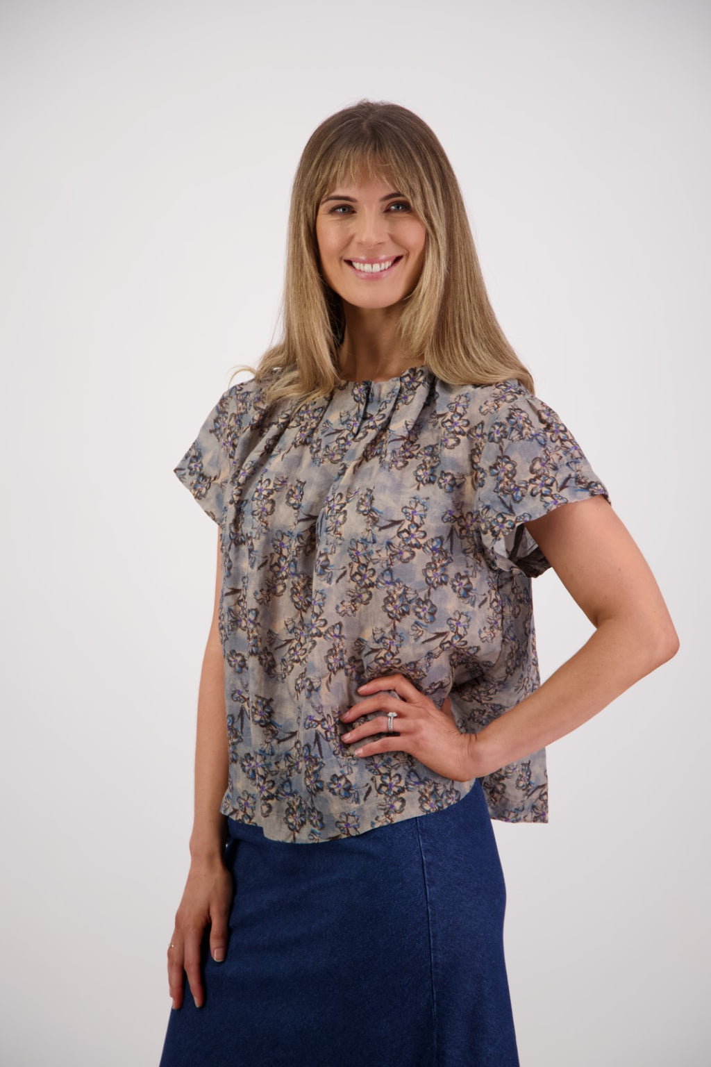 BRIARWOOD PIA TOP-DENIM DAISY