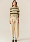 POL JULES STRIPE KNIT-PEBBLE/GREEN