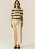 POL JULES STRIPE KNIT-PEBBLE/GREEN