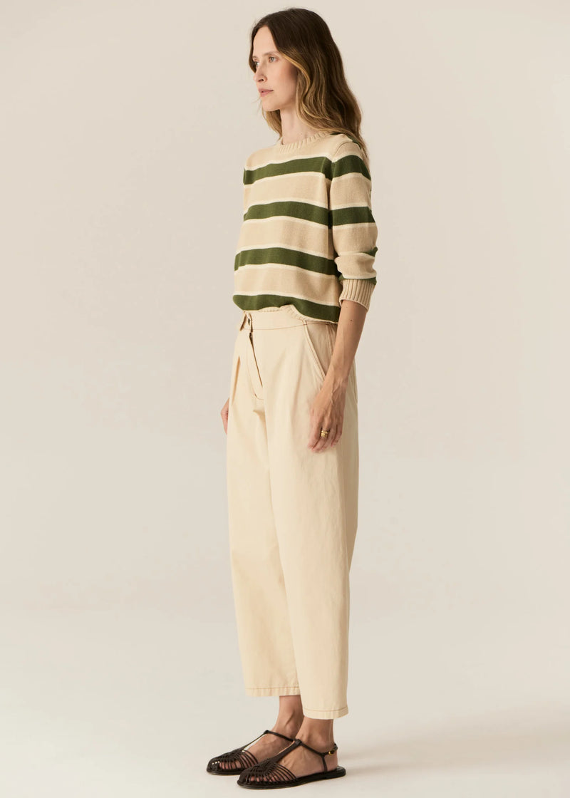 POL JULES STRIPE KNIT-PEBBLE/GREEN