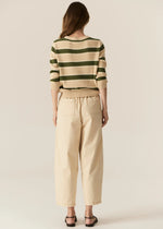 POL JULES STRIPE KNIT-PEBBLE/GREEN