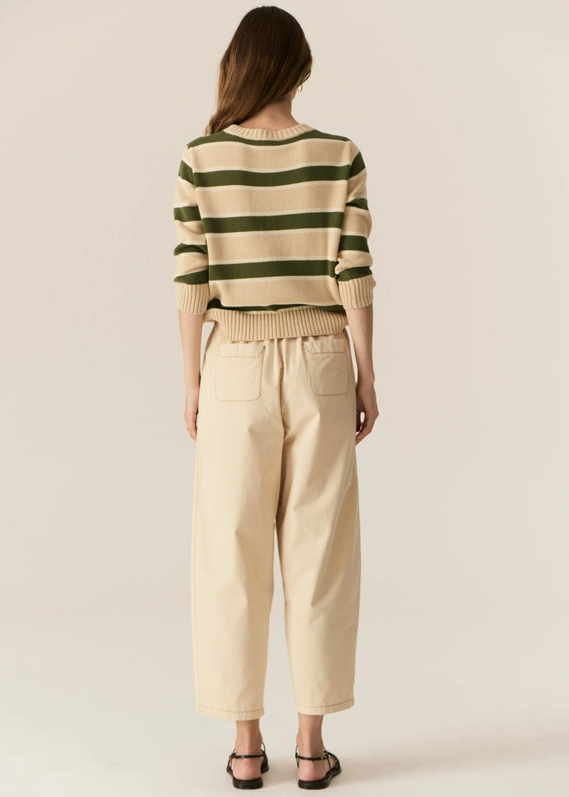 POL JULES STRIPE KNIT-PEBBLE/GREEN