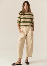 POL JULES STRIPE KNIT-PEBBLE/GREEN