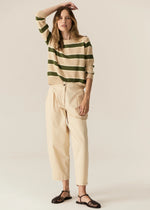 POL JULES STRIPE KNIT-PEBBLE/GREEN