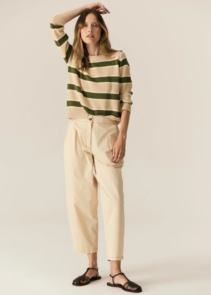 POL JULES STRIPE KNIT-PEBBLE/GREEN