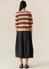 POL JULES STRIPE KNIT-PEBBLE/RED