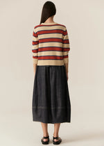 POL JULES STRIPE KNIT-PEBBLE/RED