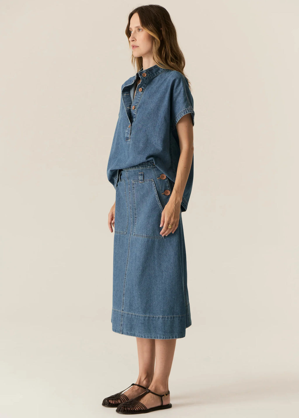 POL CARSEN SKIRT-LIGHT WASH