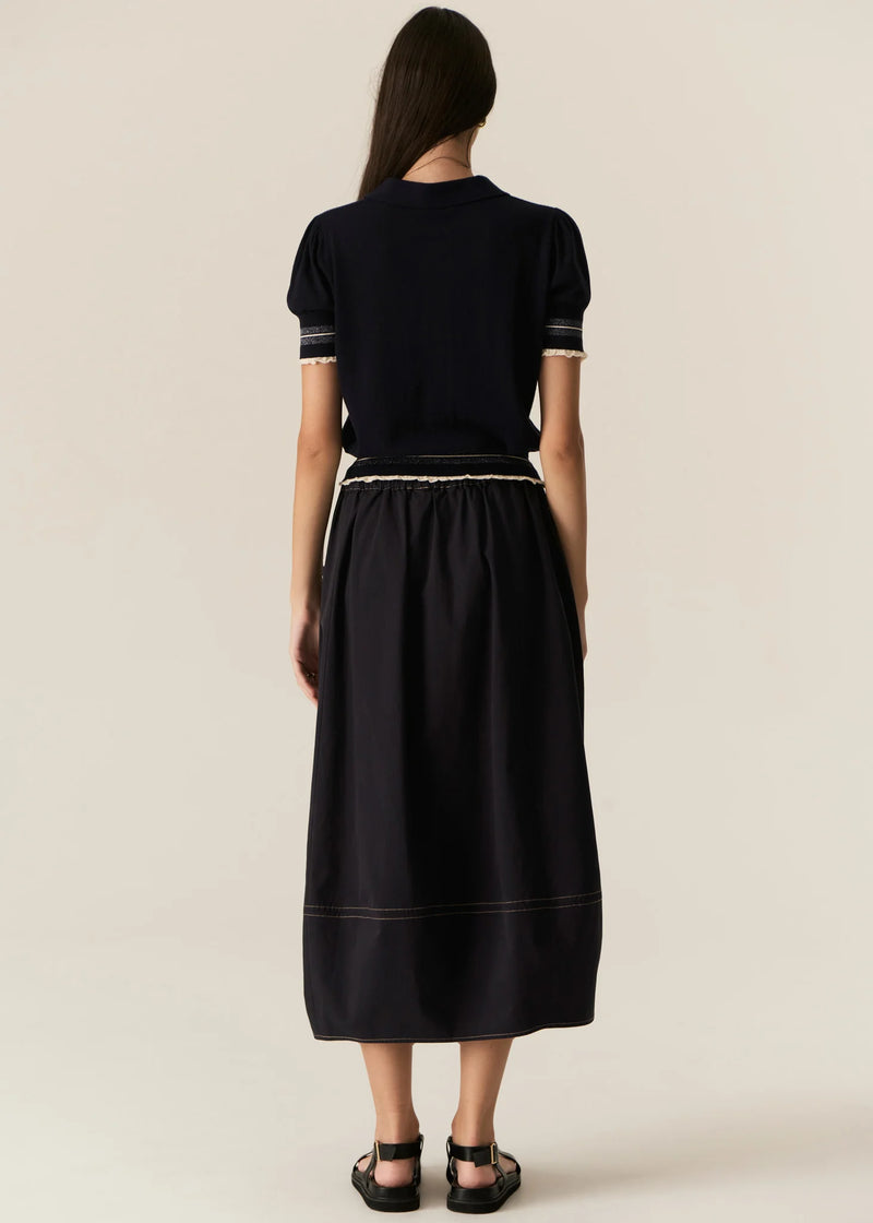 POL LASK KNIT POLO-INK/ECRU