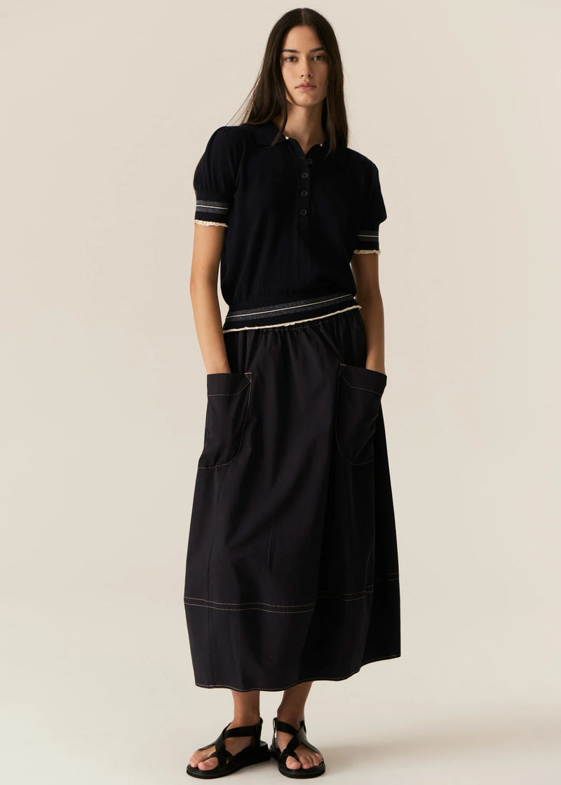 POL LASK KNIT POLO-INK/ECRU