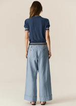 POL LASK KNIT POLO-BLUE/ECRU