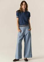 POL LASK KNIT POLO-BLUE/ECRU