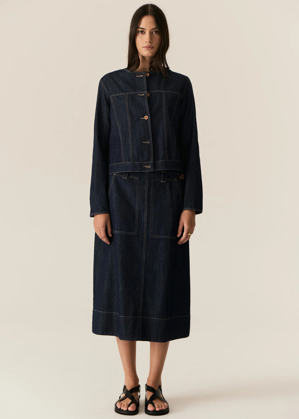 POL CARSEN SKIRT-DARK WASH