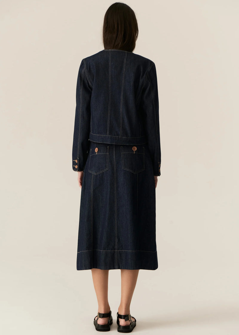 POL CARSEN SKIRT-DARK WASH