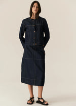 POL CARSEN SKIRT-DARK WASH