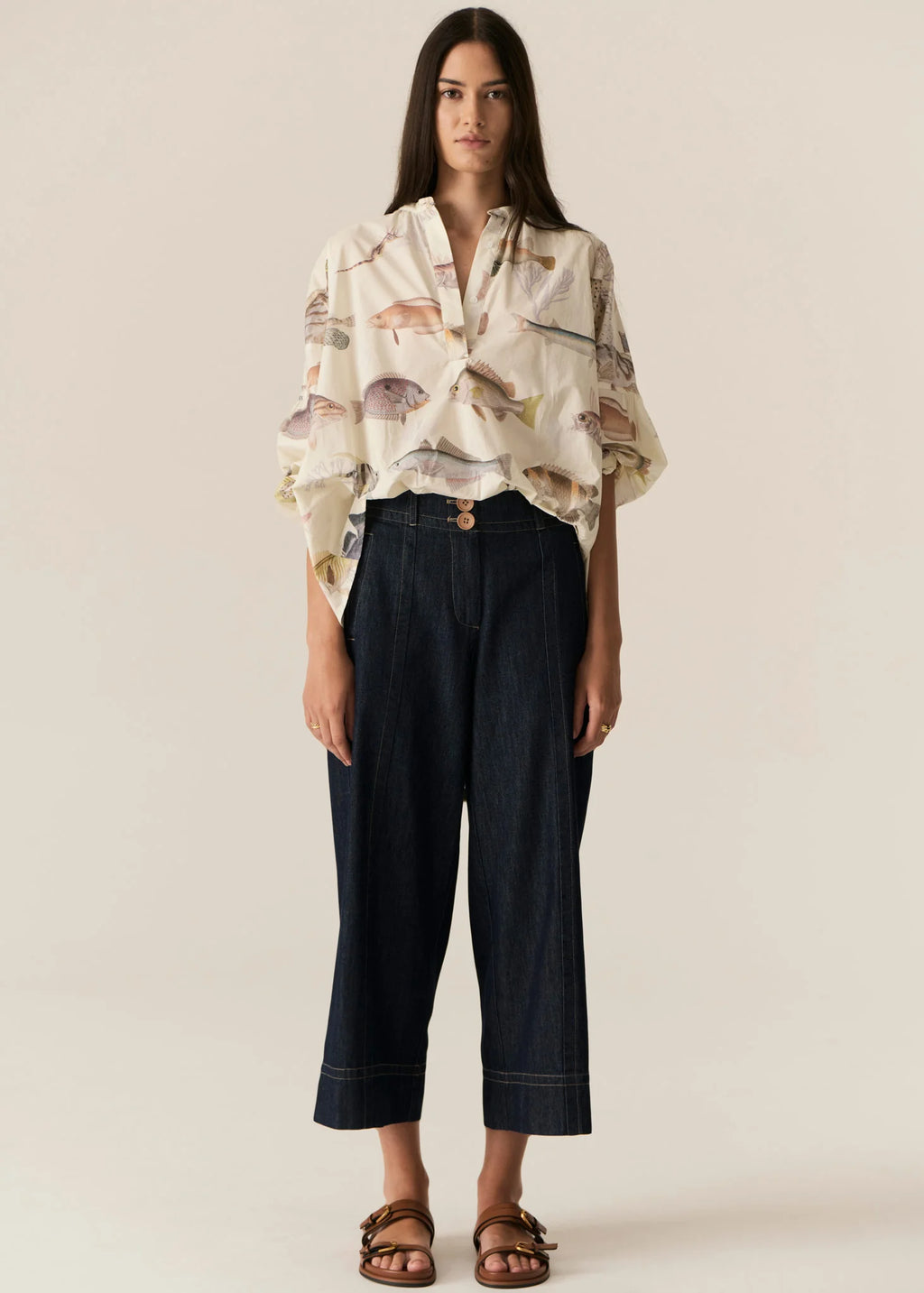 POL CARSEN CROP PANT-DARK WASH