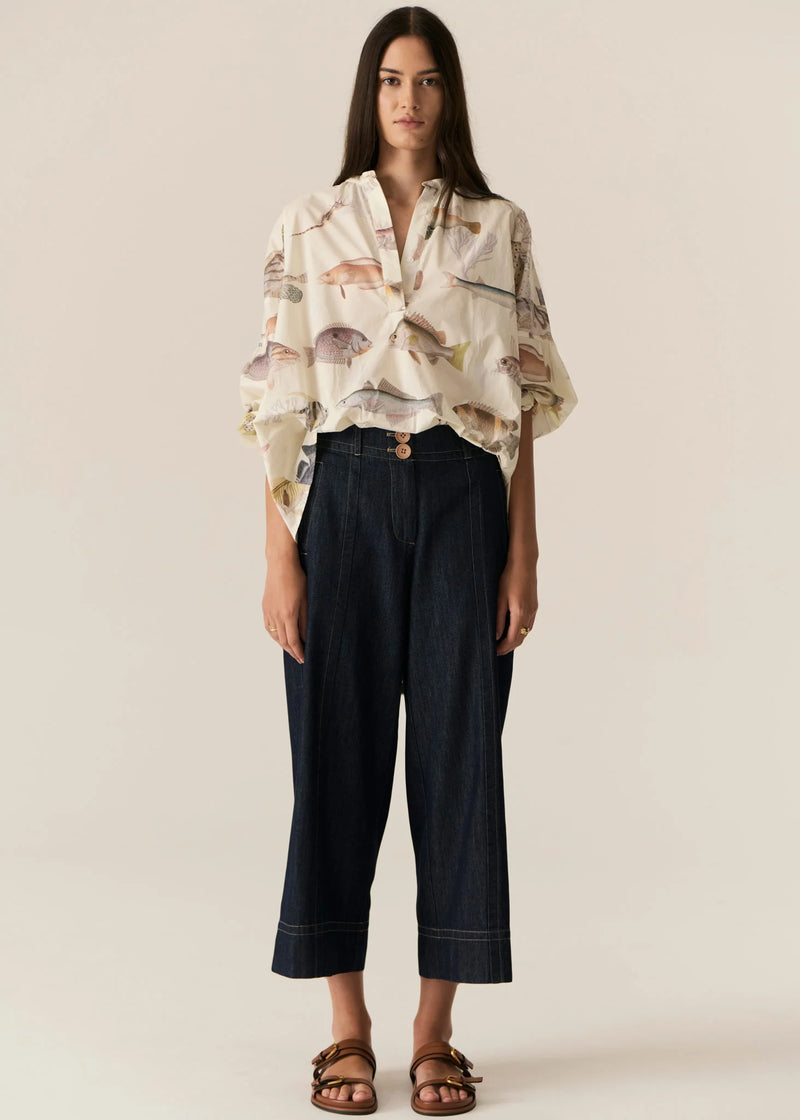 POL CARSEN CROP PANT-DARK WASH