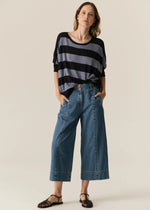 POL MILTON STRIPE KNIT-INK/BLUE