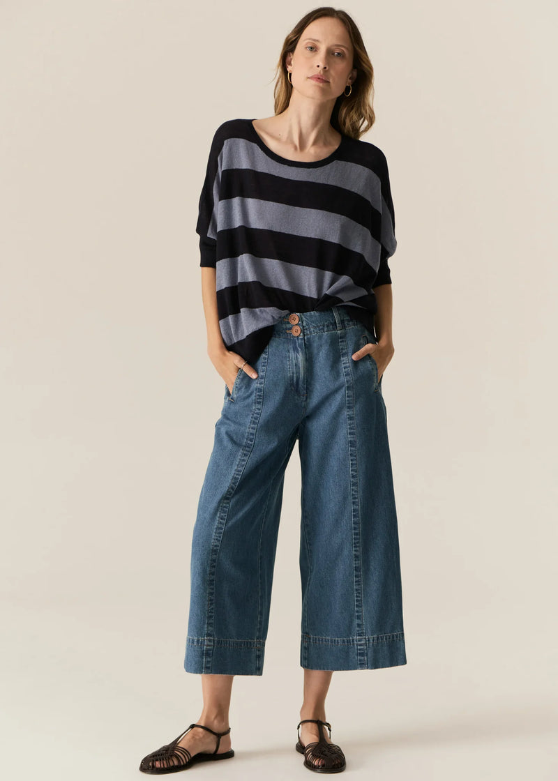 POL MILTON STRIPE KNIT-INK/BLUE