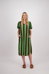 BRIARWOOD PETRA DRESS-CHOC/GREEN STRIPE