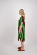 BRIARWOOD PETRA DRESS-CHOC/GREEN STRIPE