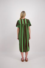 BRIARWOOD PETRA DRESS-CHOC/GREEN STRIPE