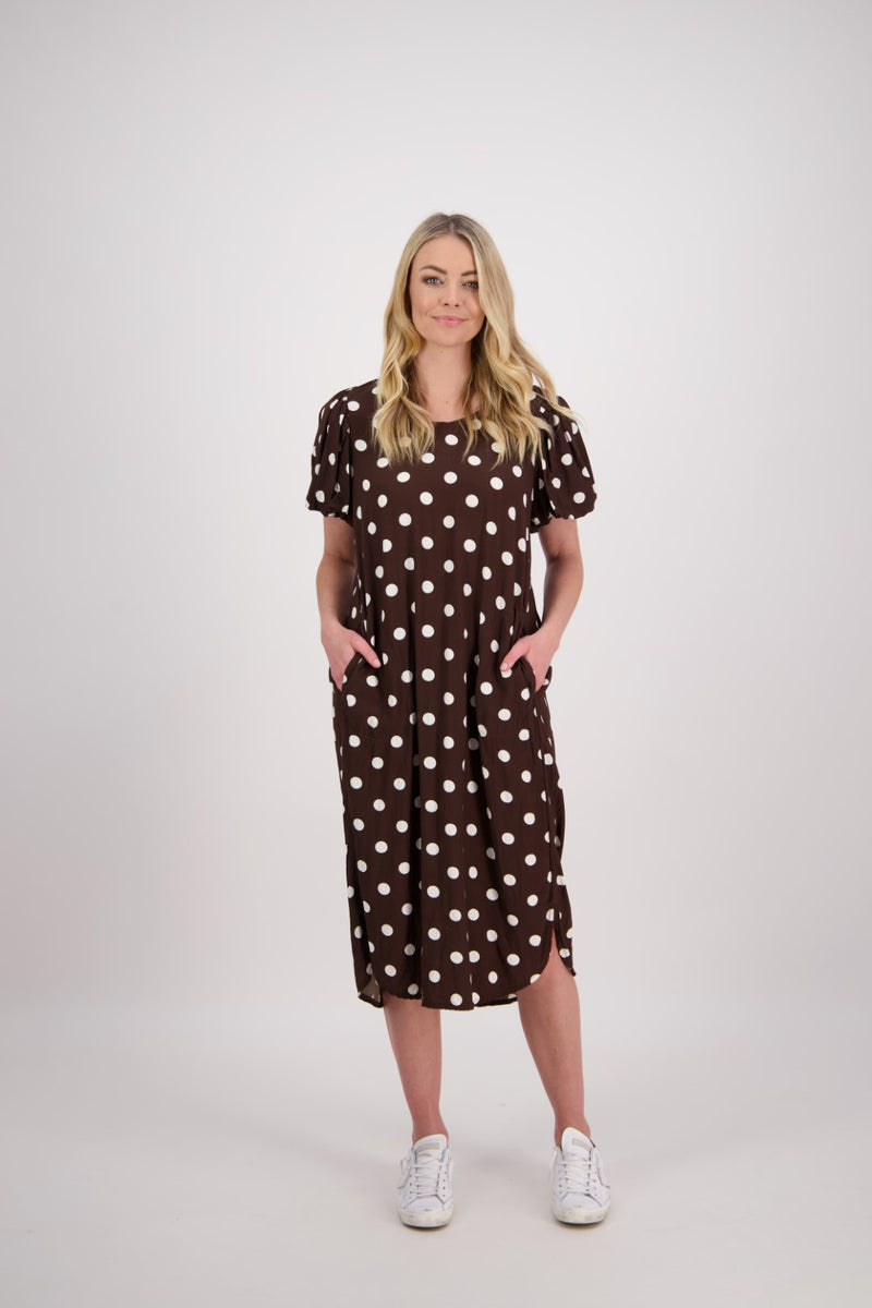 BRIARWOOD PETRA DRESS-CHOCOLATE SPOT