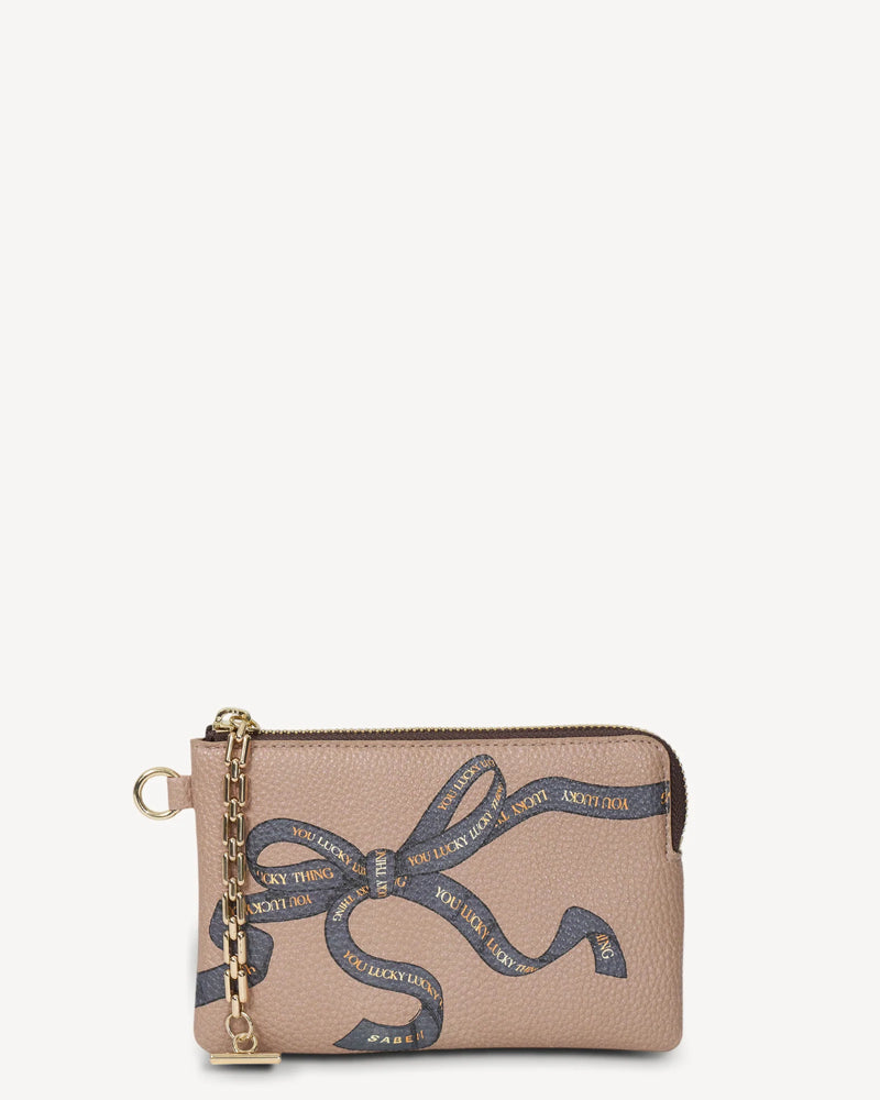 SABEN POPPY POUCH TEA RIBBON PRINT